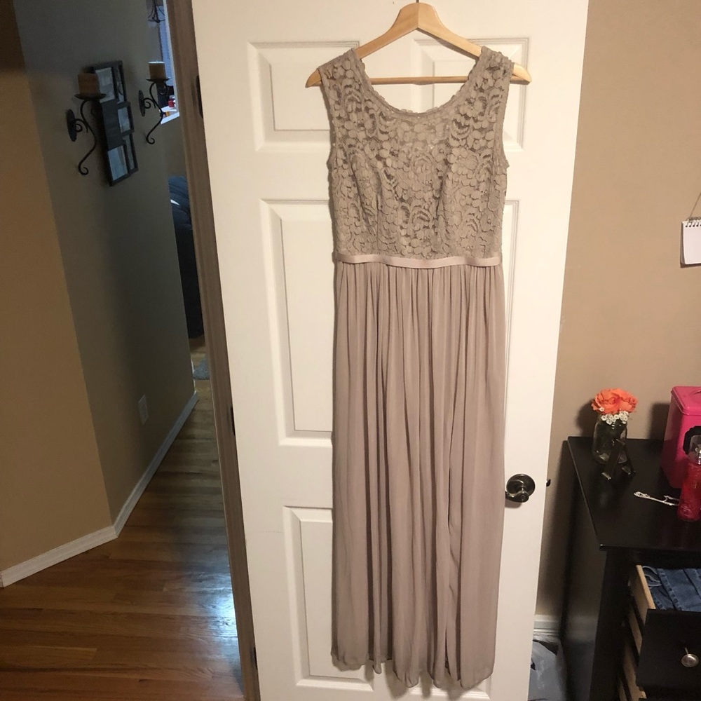 beige long elegant dress